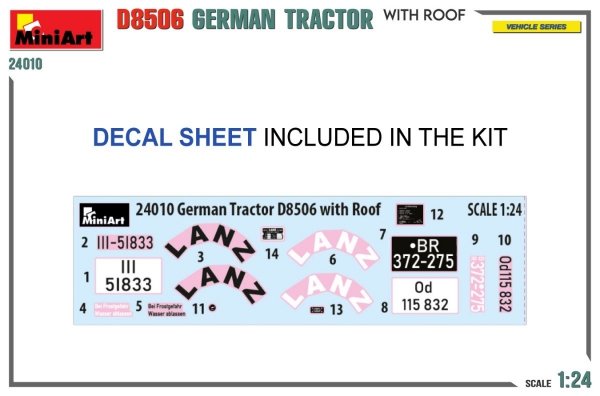 MiniArt 24010 GERMAN TRACTOR D8506 WITH ROOF 1/24