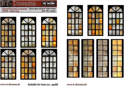 RT-Diorama 35757 Printed Accessories: Factory glass windows &quot;Gotha Werke&quot; 1/35