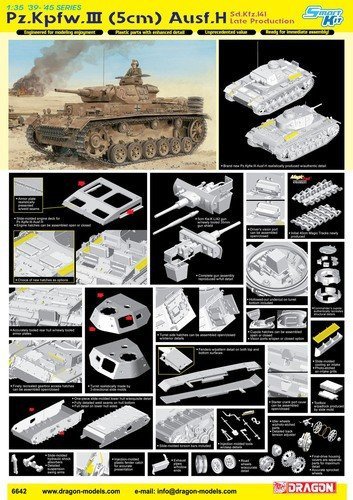 Dragon 6642 German PzKpfw.III (5cm) Ausf.H Sd.Kfz.141 Late Production Version (1:35)