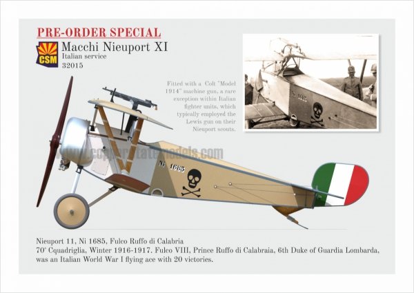Copper State Models 32015 Nieuport XI Italian Service 1/32