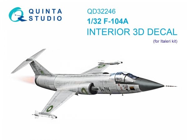 Quinta Studio QD32246 F-104A 3D-Printed &amp; coloured Interior on decal paper (Italeri) 1/32