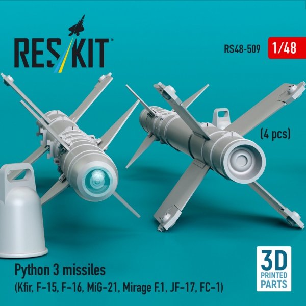 RESKIT RS48-0509 Python 3 missiles (4 pcs) (3D Printed) 1/48