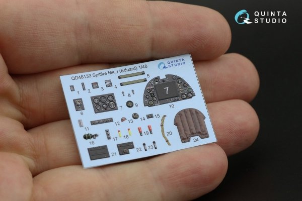 Quinta Studio QD48133 Spitfire Mk.I 3D-Printed &amp; coloured Interior on decal paper (Eduard) 1/48