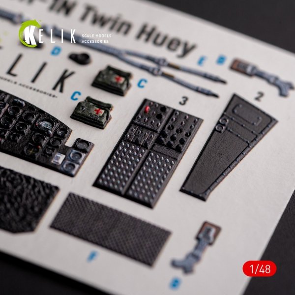 KELIK K48105 UH-1N &quot;Twin Huey&quot; - interior 3D decals for Zimi Model/KittyHawk kit 1/48