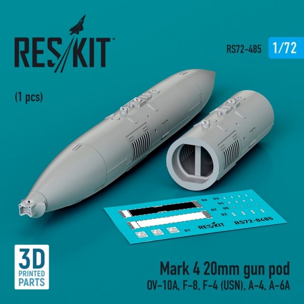 RESKIT RS72-0485 Mark 4 20mm gun pod (1 pcs) (3D Printed) 1/72
