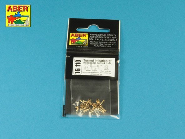 Aber 16110 Turned imitation of Hexagonal bolts &amp;amp;amp;amp;amp;amp; nuts 1,6 x 4,0 mm x 15 pcs. And 1,6mm nuts x 10 pcs. (1:16)