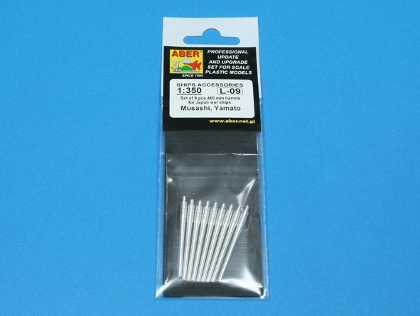 Aber 350L-09 Set of 9 pcs 460 mm barrels for Japanese ships Yamato and Musashi (1:350)