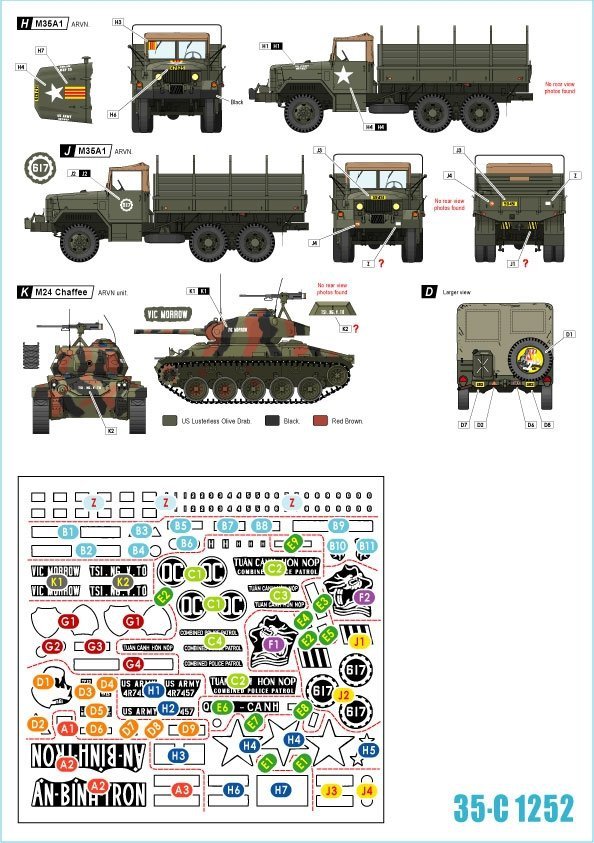 Star Decals 35-C1252 Vietnam # 2. ARVN V-100 1 1/35