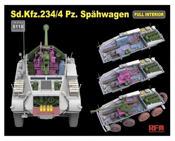 Rye Field Model 5118 Sd.Kfz. 234/4 Pz. Spähwagen with Full Interior 1/35