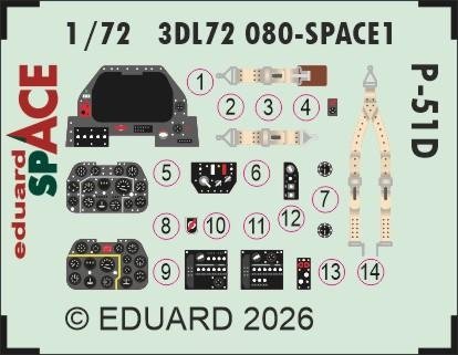 Eduard 3DL72080 P-51D SPACE for ARMA HOBBY 1/72