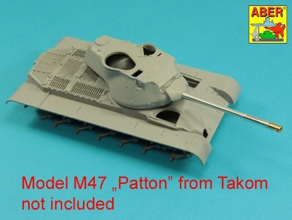 Aber 35L-284 90mm M-36 z cylindrycznym hamulcem do amerykańskiego czołgu M47 Patton bez pokrowca na jarzmo Takom/Italeri  1/35