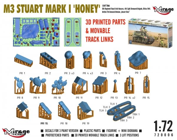 Mirage Hobby 720006 M3 Stuart Mk.I Honey Light Tank 1/72