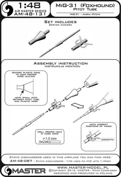 Master AM-48-131 MiG-31 (Foxhound) - Pitot Tube 1:48