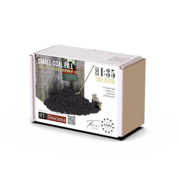 RT-Diorama 35496 Small Coal Pile Single - Piece Industrial Environment Asset - 3D Printed Parts 1/35