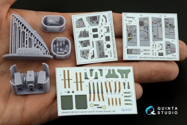 Quinta Studio QD+48204 Tornado ECR German 3D-Printed &amp; coloured Interior on decal paper (Revell) (with 3D-printed resin parts) 1/48