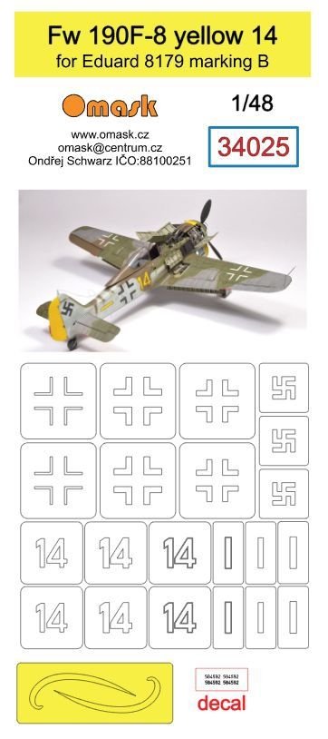 Omask 34025 Fw 190F-8 (yellow 14) for Eduard 8179 marking B 1/48