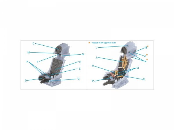 Quinta Studio QR+48068 K-36L (early) ejection seat (for Su-25 aircraft until 2007) (All kits) 1/48