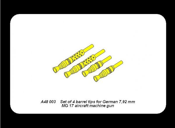 Aber A48 003 Set of 4 barrels tips for German 7,92 mm MG 17 aircraft machine guns (1:48)