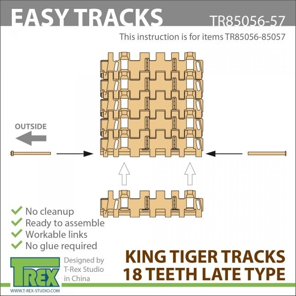 T-Rex Studio TR85056 King Tiger Tracks 18 Teeth Late Type 1/35