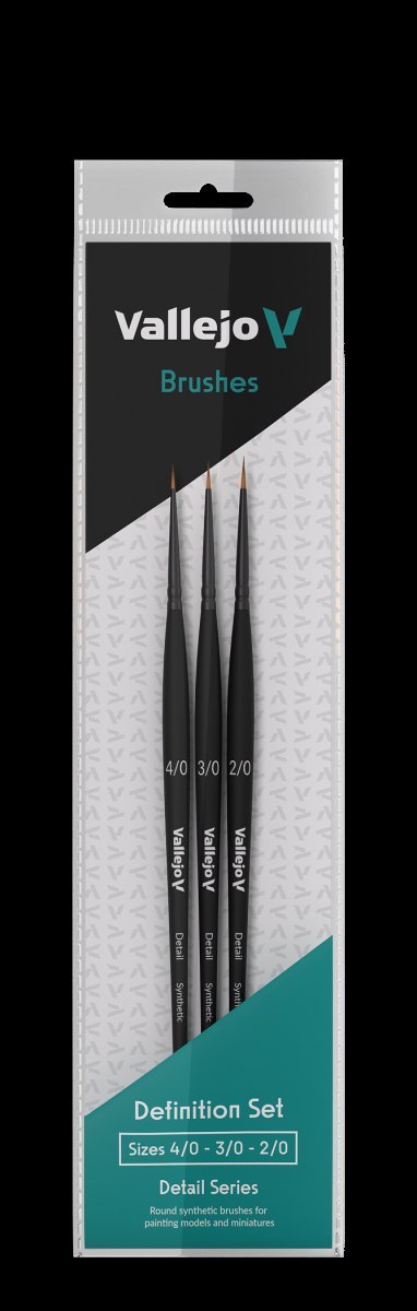 VALLEJO B02990 - Zestaw pędzli - Detail - Definition Set - Synthetic fibers (4/0, 3/0, 2/0)