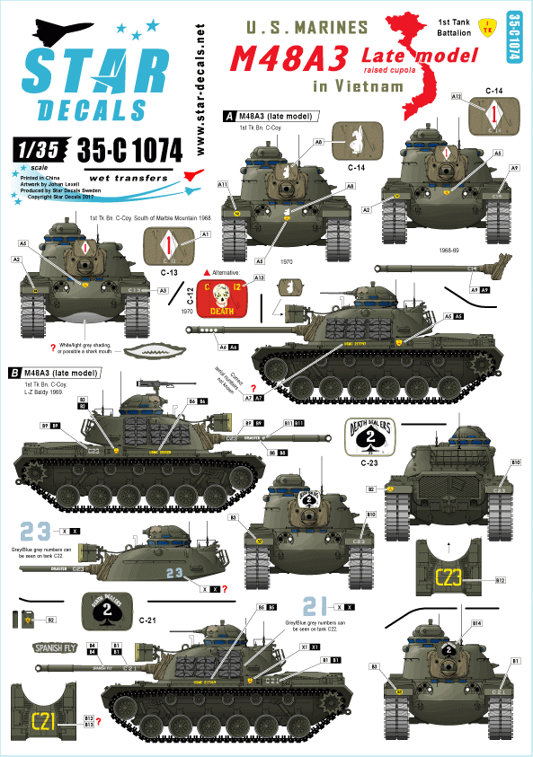 Star Decals 35-C1074 M48A3 Late model 1/35