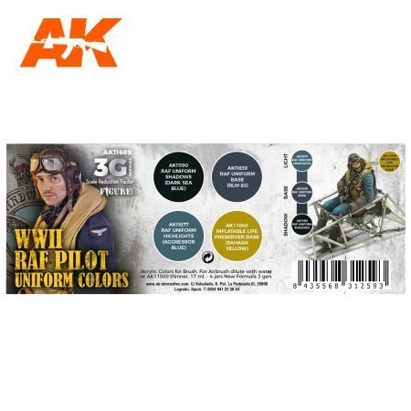 AK Interactive AK11689 WWII RAF PILOT UNIFORM COLORS 4x17 ml