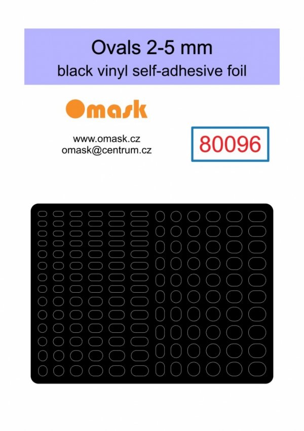 Omask 80096 Ovals 2-5mm (black Vinyl stickers)