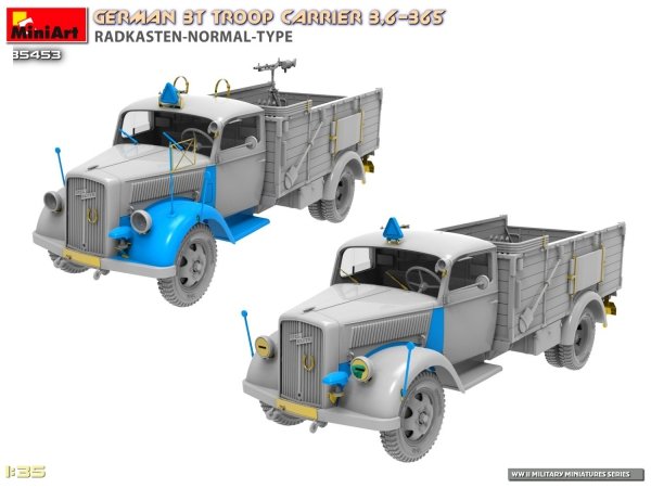 Miniart 35453 German 3t Troop Carrier 3.6-36S Radkasten-Normal-Type 1/35