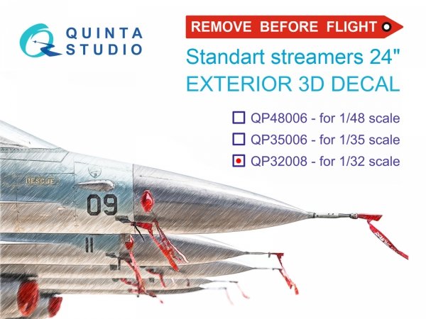 Quinta Studio QP32008 Remove Before Flight standart external streamer 24, 20 Pcs 1/32