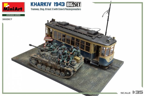 Miniart 36067 Kharkiv 1943: Tram &amp; Stug. III Ausf. G w/Crew. BIG SET 1/35