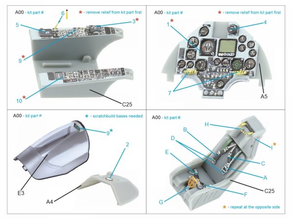 Quinta Studio QD48626 A-4M Skyhawk 3D-Printed &amp; coloured Interior on decal paper ( Hobby Boss ) 1/48