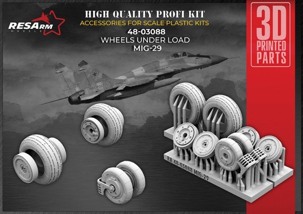 RESArm 48-03088 MIG-29 - Wheels under load (3D resin printing) 1/48