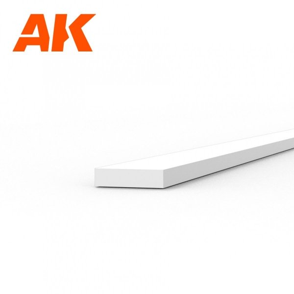 AK Interactive AK6509 STRIPS 0.50 X 2.00 X 350MM – STYRENE STRIP – (10 UNITS)