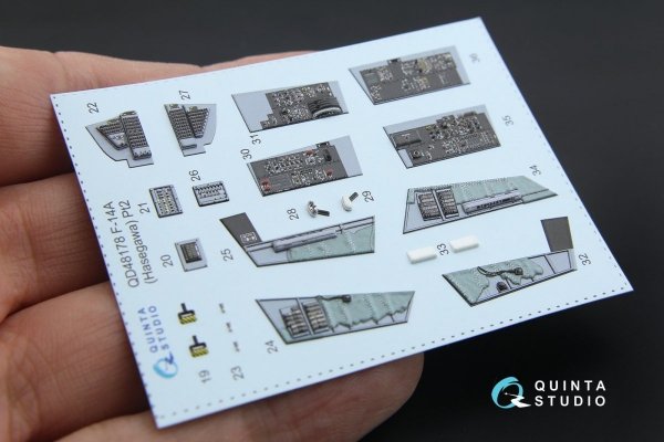 Quinta Studio QD48178 F-14A 3D-Printed &amp; coloured Interior on decal paper (for Hasegawa kit) 1/48
