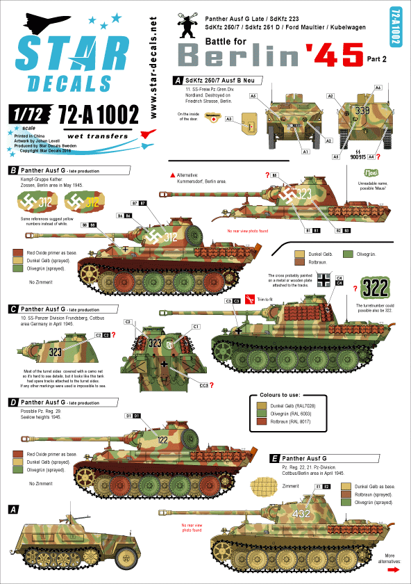 Star Decals 72-A1002 Battle for Berlin 45 # 2 1/72