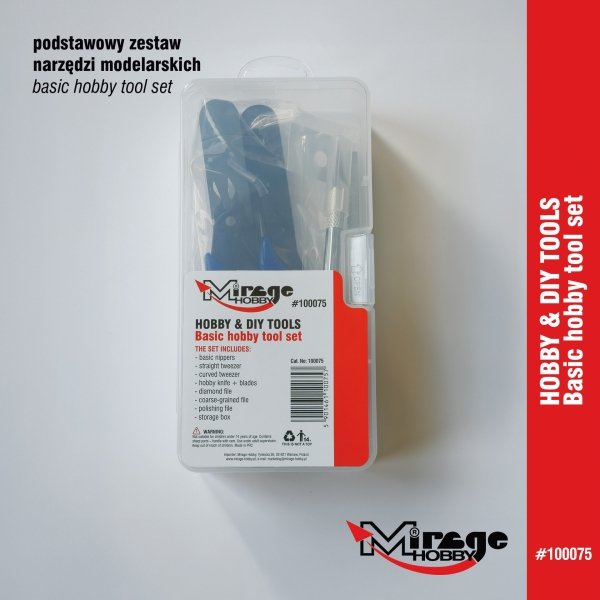 Mirage 100075 Hobby &amp; DIY Basic Tool Set (pliers, tweezers, knife, files, box)