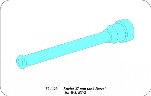 Aber 72L-29 Lufa 37mm do czołgów B-3, BT-2 / Soviet 37mm tank barrel for B3, BT2 1/72