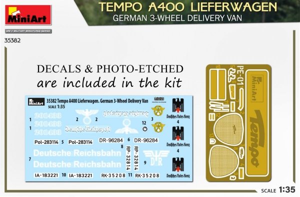 MiniArt 35382 TEMPO A400 LIEFERWAGEN. GERMAN 3-WHEEL DELIVERY VAN 1/35