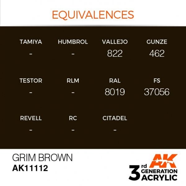 AK Interactive AK11112 GRIM BROWN – STANDARD 17ml