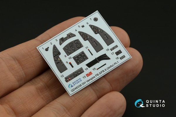 Quinta Studio QD48338 DH Vampire FB.5/FB.9 3D-Printed coloured Interior on decal paper (Airfix) 1/48