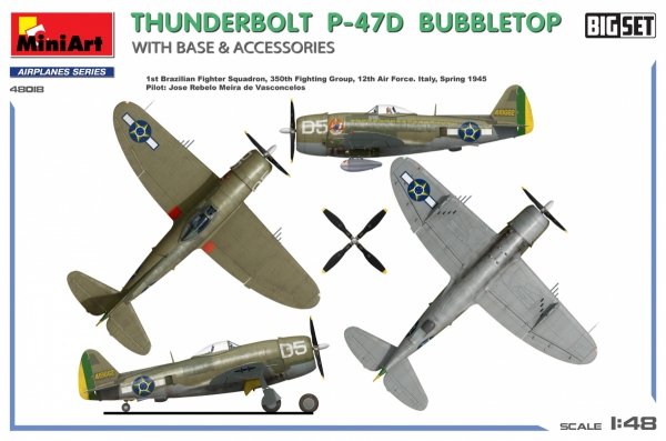 MiniArt 48018 THUNDERBOLT P-47D BUBBLETOP WITH BASE &amp; ACCESSORIES. BIG SET 1/48