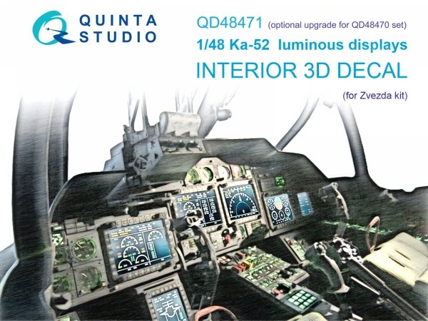 Quinta Studio QD48471 Ka-52 luminous displays for QD48470/QDS-48470 sets (Zvezda) 1/48
