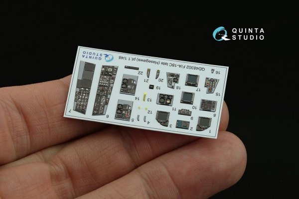 Quinta Studio QDS-48302 F/A-18C late 3D-Printed &amp; coloured Interior on decal paper (Hasegawa) (Small version) 1/48