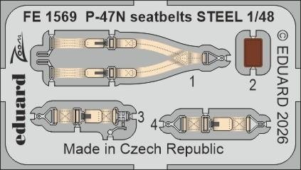 Eduard FE1569 P-47N seatbelts STEEL for MINIART 1/48