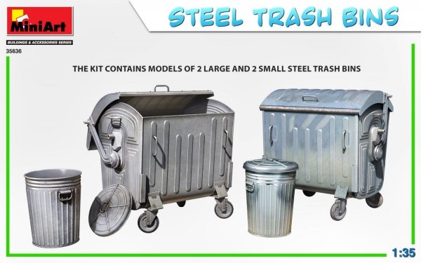 Miniart 35636 STEEL TRASH BINS 1/35