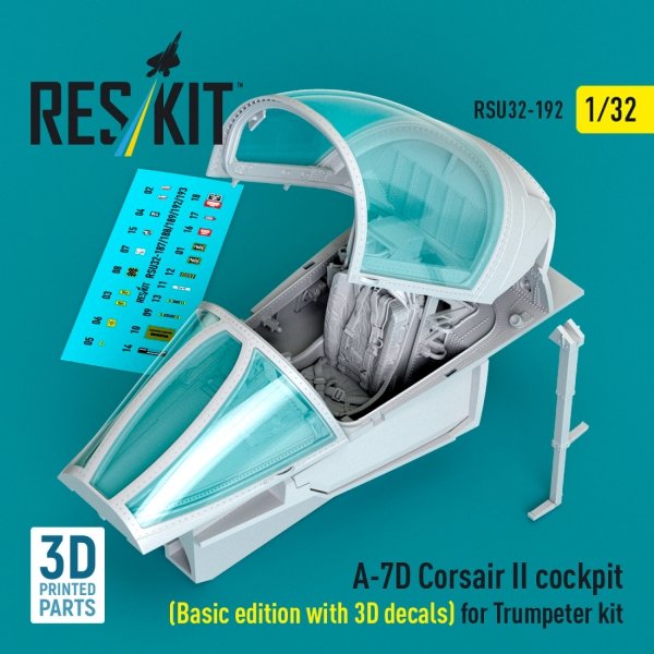 RESKIT RSU32-0192 A-7D Corsair II cockpit (Basic edition with 3D decals) for Trumpeter kit (3D Printed) (1/32)