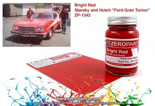 Zero Paints ZP-1342 Starsky and Hutch &quot;Ford Gran Torino&quot; Bright Red Paint 60ml