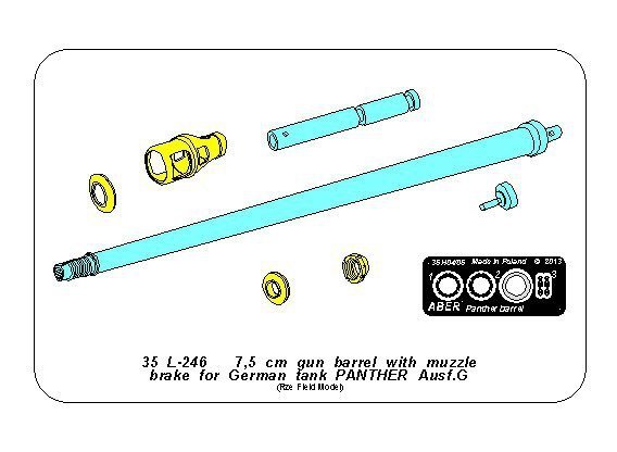 Aber 35L-246 7.5cm Barrel with Muzzle brake for Panther Ausf.G (For Rye Field Model) 1:35