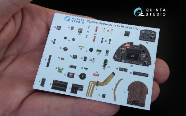 Quinta Studio QD32044 Spitfire Mk. IX 3D-Printed &amp; coloured Interior on decal paper (for Revell kit) 1/32