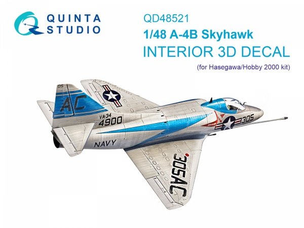 Quinta Studio QD48521 A-4B 3D-Printed &amp; coloured Interior on decal paper (Hasegawa/Hobby2000) 1/48